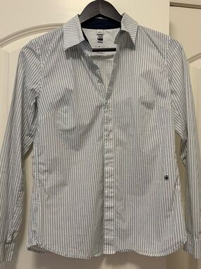 G-Star women Light Blue and White Striped Button-Down Shirt